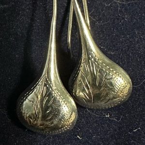 Vintage Sterling Silver Etched Drop Earrings